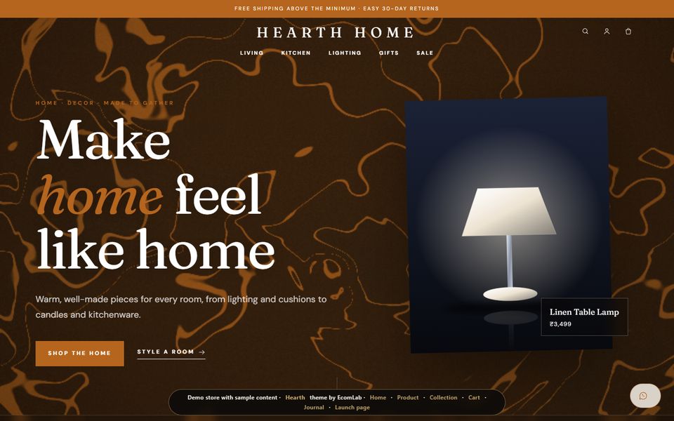 Hearth, a home decor store theme