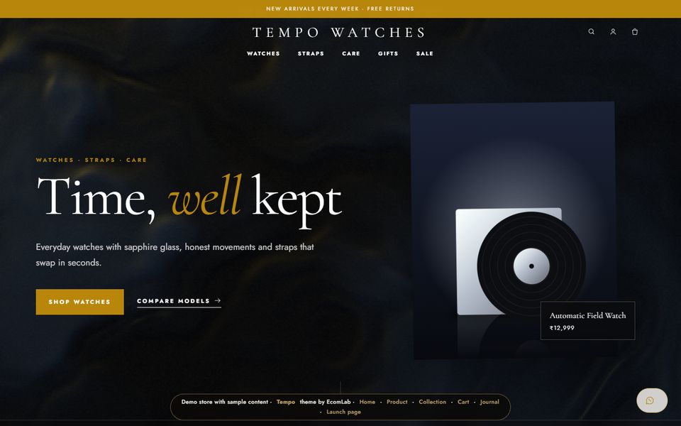 Tempo, a watches store theme